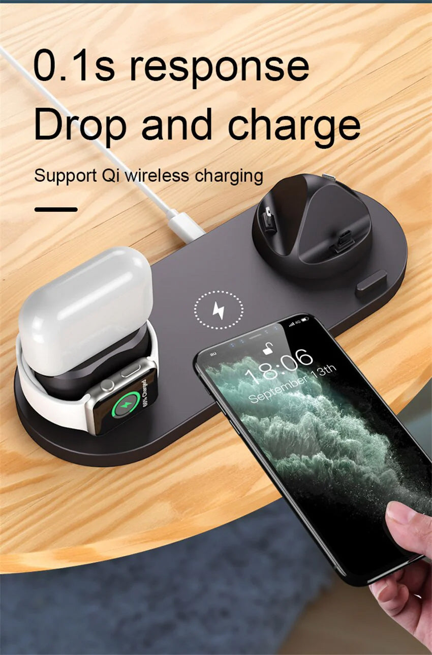7-in-1 Ladestation Schnelle Kabellose Ladegerät | Schnellladestation, Watch, AirPods, Smartphones, Apple iPhone, Samsung, iOS & Android Schnellladegerät Charging Station