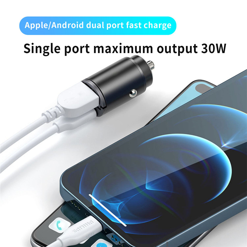 Hochwertiges 200W Mini-Autoladegerät mit Schnellladefunktion für Smartphones, Apple iPhone, Samsung, iOS & Android  Xiaomi, Huawei | QC 3.0 PD, USB Typ C Autotelefonladegerät