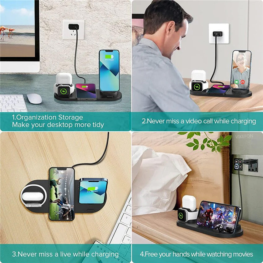 7-in-1 Ladestation Schnelle Kabellose Ladegerät | Schnellladestation, Watch, AirPods, Smartphones, Apple iPhone, Samsung, iOS & Android Schnellladegerät Charging Station