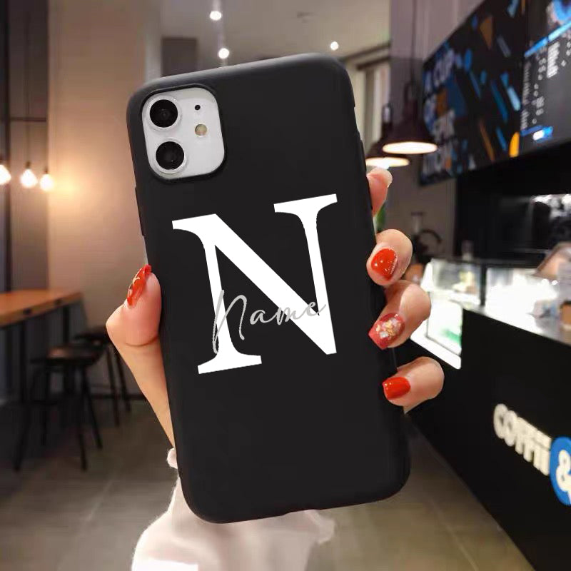 Personalisierte Luxus iPhone Hülle für Apple iPhone 16/16e, 15, 14, 13, 12 Pro Max, Pro, Plus & Mini Cover | Individueller Name & Initialen mit elegantem Blumen-Design | MagSafe kompatibel | Premium Kameraschutz | Gehärtetes Glas | Stilvolle Schutzhülle