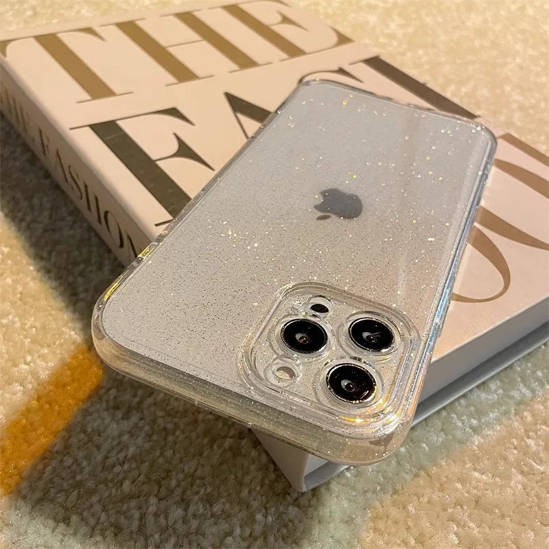 Luxus Bling Glitzer Transparente Stoßfeste Hülle für Apple iPhone 16/15/14/13/12 Pro Max Plus Mini | Stilvoll & Schützend