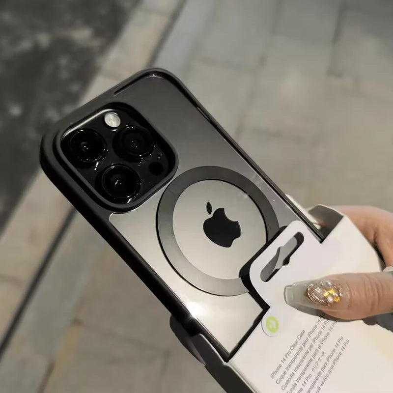 Premium iPhone Hülle Klar HD | Magnetische MagSafe & Kabelloses Laden | Stoßfeste Transparente Hybrid Rüstung mit Kameraobjektiv-Schutz für Apple iPhone 16/16e, 15, 14, 13, 12 Pro Max, Pro, Plus & Mini