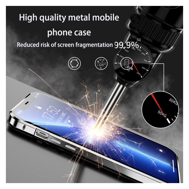 Luxus Ultra-Dünne iPhone Hülle: Metalllegierung und Glas, Sichtschutz, Doppelseitiger 360° Vollschutz | MagSafe-kompatibel Magnetischer Adsorption, Stoßfest, Kameraschutz Case, Schutzhülle Apple iPhone 16/16e, 15, 14, 13, 12 Pro Max, Pro, Plus, Mini Cover