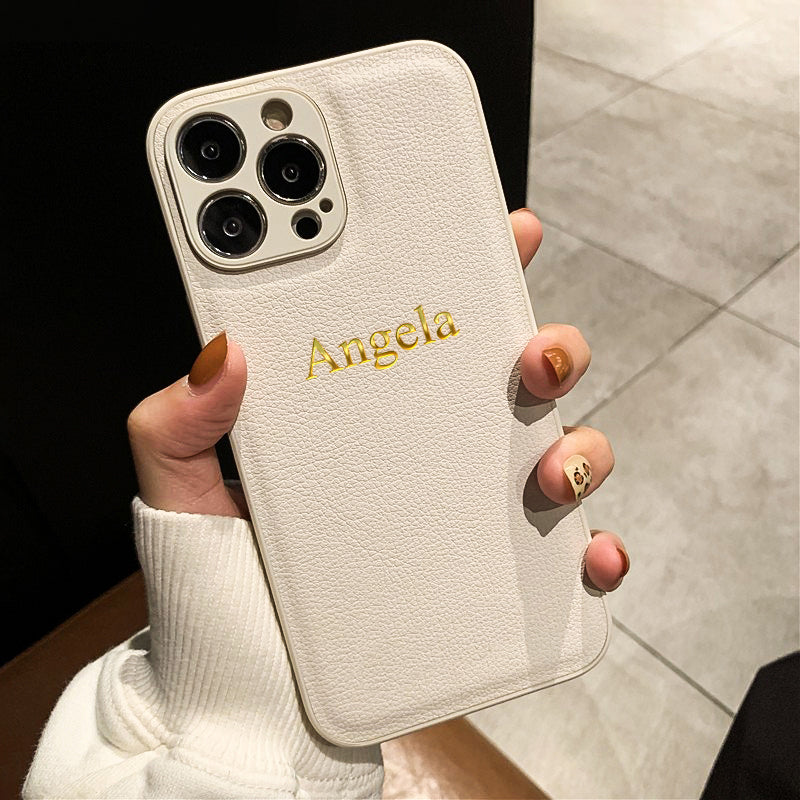 Personalisierte Luxus Leder iPhone Hülle für Apple iPhone 16/16e, 15, 14, 13, 12 Pro Max, Pro, Plus & Mini | Name, Initialen, Symbolen & Zahlen | Individuelles Case mit Gravur | MagSafe kompatibles Cover mit Kameraschutz & Echtleder