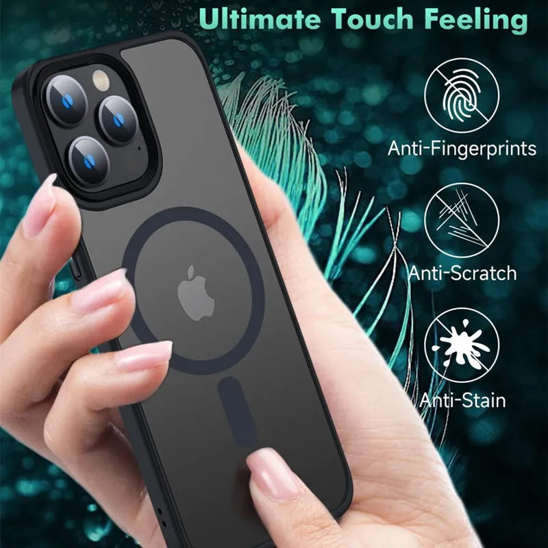 Premium iPhone Hülle Klar HD | Magnetische MagSafe & Kabelloses Laden | Stoßfeste Transparente Hybrid Rüstung mit Kameraobjektiv-Schutz für Apple iPhone 16/16e, 15, 14, 13, 12 Pro Max, Pro, Plus & Mini