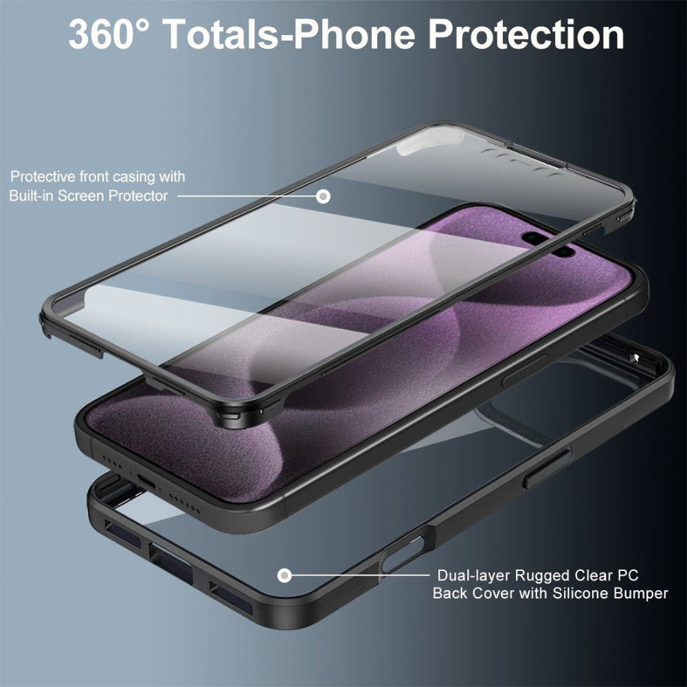 Hochwertige Transparente 360 Grad Silikon-Schutz iPhone Hülle mit MagSafe | Rundumschutz und Kameralinsenschutz für Apple iPhone 16/16e, 15, 14, 13, 12 Pro Max, Pro, Plus & Mini Cover | Panzertasche und Stoßstangenabdeckung | Hochwertige Handyhülle