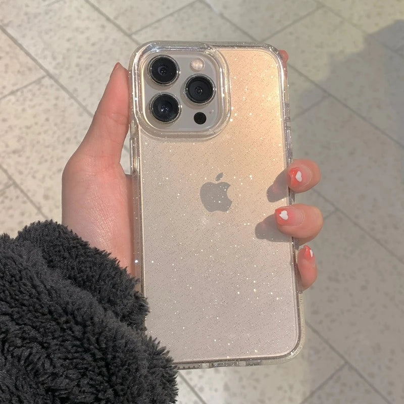 Luxus Bling Glitzer Transparente Stoßfeste Hülle für Apple iPhone 16/15/14/13/12 Pro Max Plus Mini | Stilvoll & Schützend