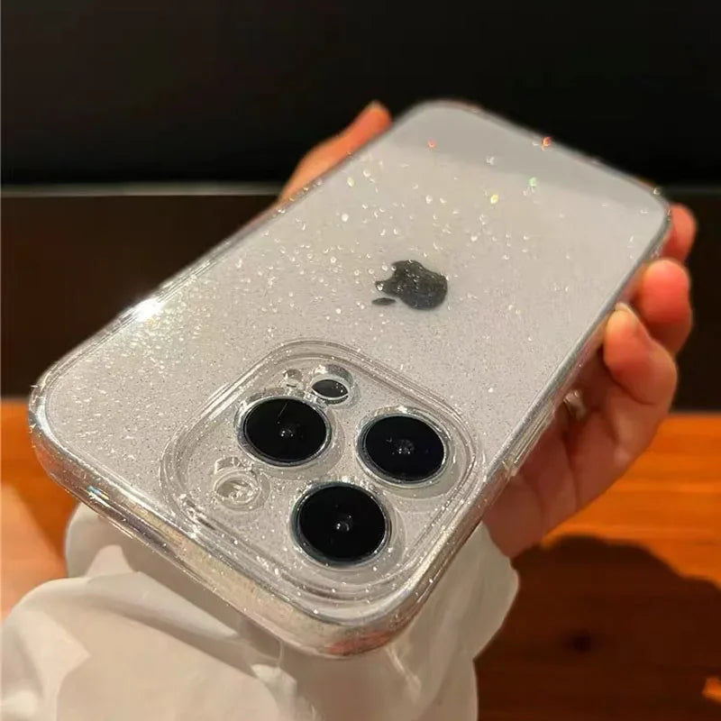 Luxus Bling Glitzer Transparente Stoßfeste Hülle für Apple iPhone 16/15/14/13/12 Pro Max Plus Mini | Stilvoll & Schützend