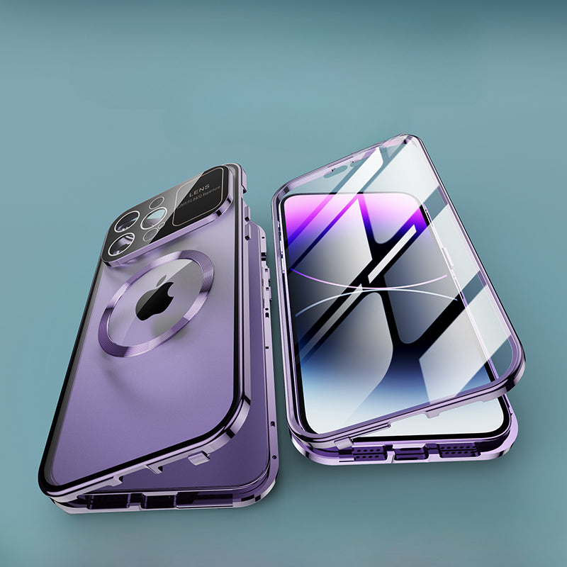 iPhone Hülle mit MagSafe: Premium Doppelseitiges HD-Glas Case, Kabellosem Laden, Kameraobjektivschutz | Stoßfestes Cover, Kameraschutzabdeckung – Magnetische Panzertasche für Apple iPhone 16/16e, 15, 14, 13, 12 Pro Max, Pro, Plus & Mini | Luxus Handyhülle