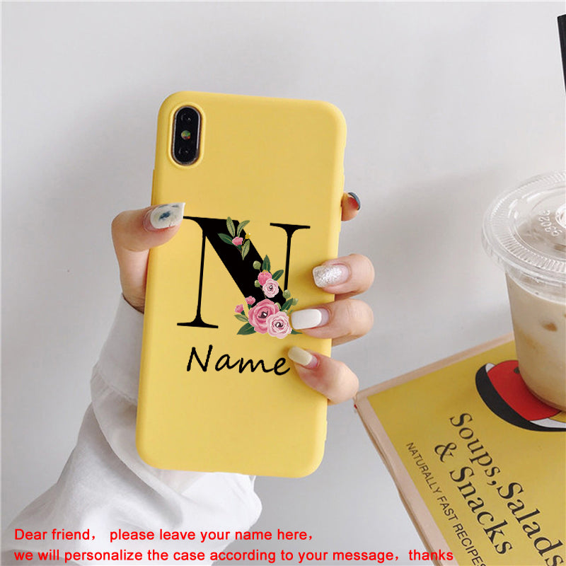 Personalisierte Luxus iPhone Hülle für Apple iPhone 16/16e, 15, 14, 13, 12 Pro Max, Pro, Plus & Mini Cover | Individueller Name & Initialen mit elegantem Blumen-Design | MagSafe kompatibel | Premium Kameraschutz | Gehärtetes Glas | Stilvolle Schutzhülle