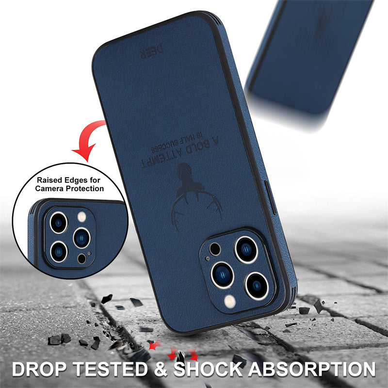 Luxus Stoßstange mit Hirsch-Design und motivierendem Spruch auf Leinwand iPhone-Hülle | MagSafe Case mit Kameraschutzabdeckung | Cover für Apple iPhone 17/17 Air, 16/16e, 15, 14, 13 Pro Max Plus | Panzertasche Hochwertige Handyhülle