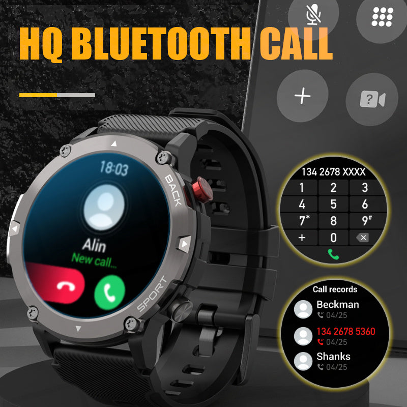 Premium Outdoor-Smartwatch mit GPS, Kompass, NFC-Zugang, IP68 Wasserdicht, Fitness- & Gesundheits-Tracker, 400mAh Akku, Herzfrequenzmesser – Robuste Full-Touch Uhr für Damen & Herren, Unisex-Design, ideal für Wandern, Sport & Alltag