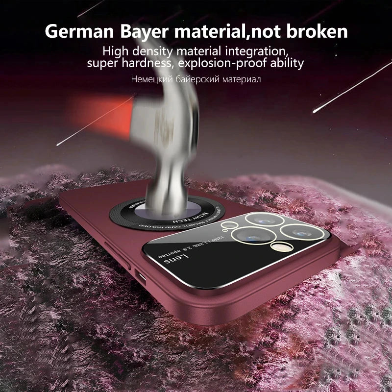 iPhone Hülle mit MagSafe: Premium Doppelseitiges HD-Glas Case, Kabellosem Laden, Kameraobjektivschutz | Stoßfestes Cover, Kameraschutzabdeckung – Magnetische Panzertasche für Apple iPhone 16/16e, 15, 14, 13, 12 Pro Max, Pro, Plus & Mini | Luxus Handyhülle