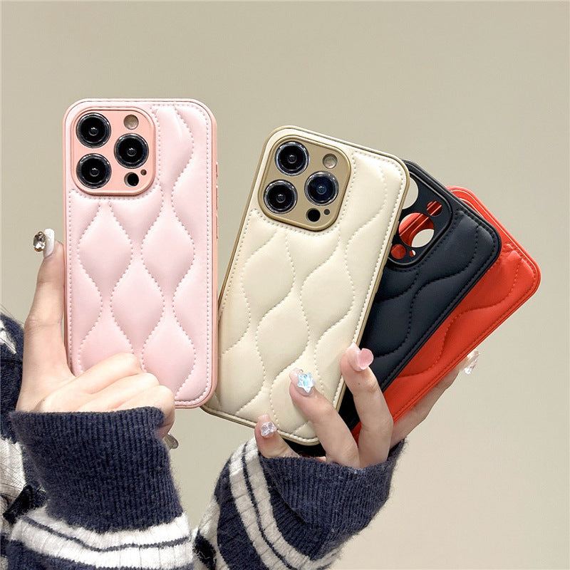 Hochwertige Leder Luxus iPhone Hülle mit 3D gewellter Textur | MagSafe-kompatible Schutzhülle mit Rundumschutz und Kameralinsenschutz Case für Apple iPhone 16/16e, 15, 14, 13, 12 Pro Max, Pro, Plus & Mini | Cover, Panzertasche und Stoßstangenabdeckung