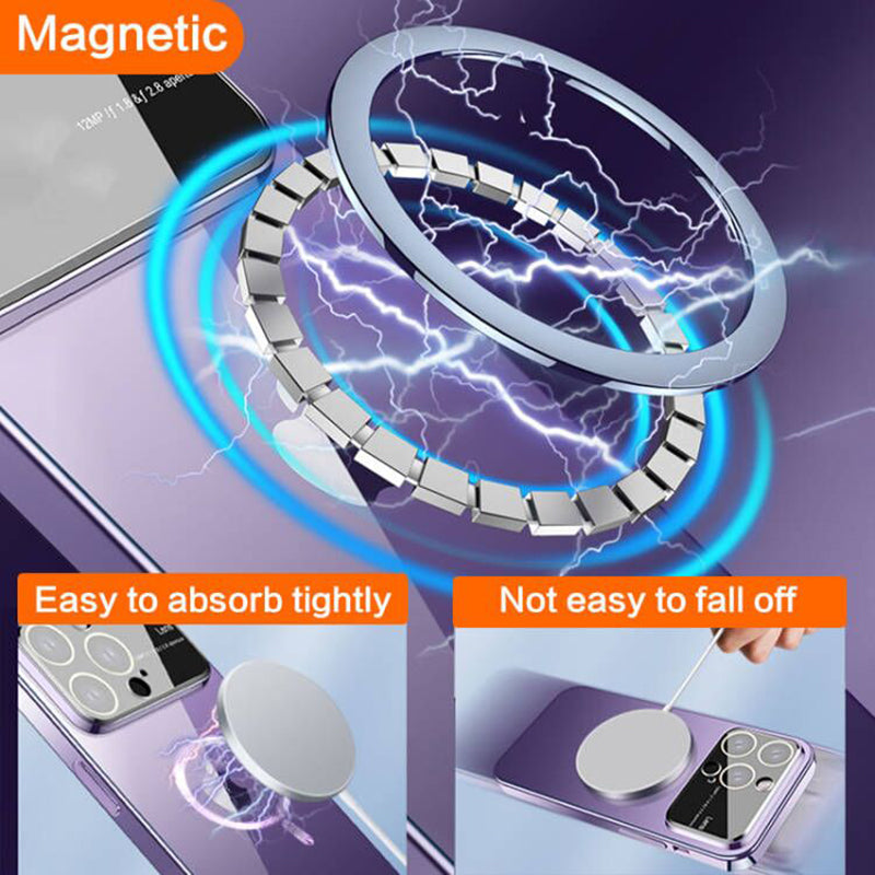 Luxus Ultra-Dünne Matte iPhone-Hülle mit Ringhalterung, Ständer und Kameralinsenschutzabdeckung | MagSafe Case mit magnetischem, kabellosem Schnellladen für Apple iPhone 16/15/14/13/12 Pro Max Plus Mini | Harte PC-Panzertasche, stoßfeste Handyhülle