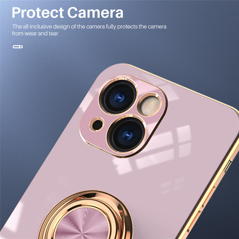 Luxus Silikon Magnetische Ringhalter und Ständer iPhone Hülle | MagSafe Case, Rundumschutz, Kameralinsenschutzabdeckung für Apple iPhone 17/17 Air, 16/16e, 15, 14, 13 Pro Max Plus Cover | Panzertasche, Stoßstangenabdeckung Handyhülle | Premium Schutzhülle