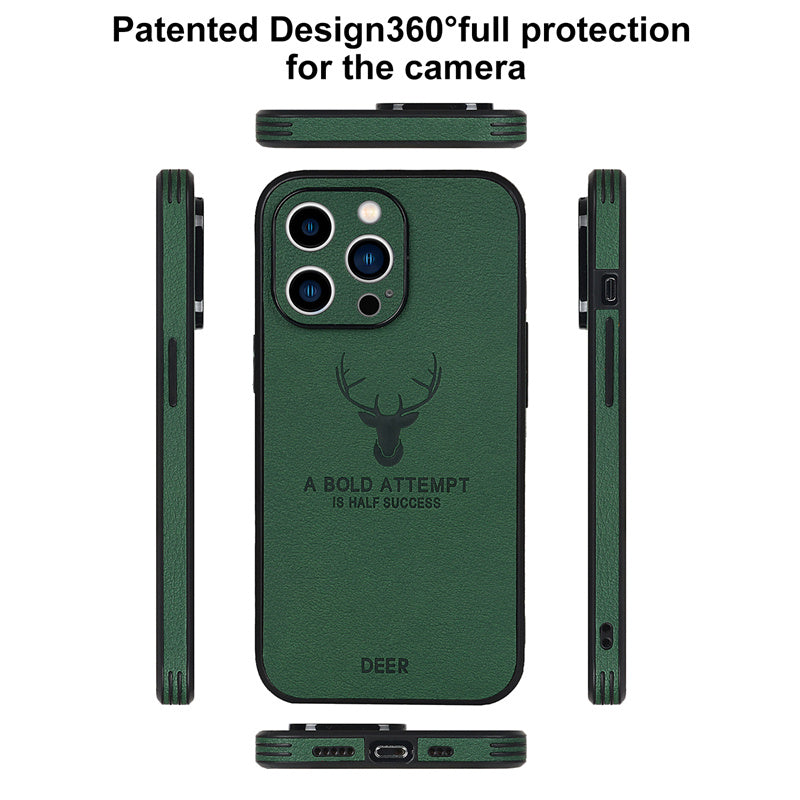 Luxus Stoßstange mit Hirsch-Design und motivierendem Spruch auf Leinwand iPhone-Hülle | MagSafe Case mit Kameraschutzabdeckung | Cover für Apple iPhone 17/17 Air, 16/16e, 15, 14, 13 Pro Max Plus | Panzertasche Hochwertige Handyhülle
