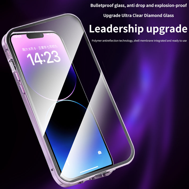Hochwertige iPhone Hülle mit 360° Vollversiegeltem Schutz aus Glas und Metall | MagSafe-kompatible Schutzhülle mit Rundumschutz, Kameralinsenschutz für Apple iPhone 16/16e, 15, 14, 13, 12 Pro Max, Pro, Plus, Mini Cover | Panzertasche Stoßstangenabdeckung