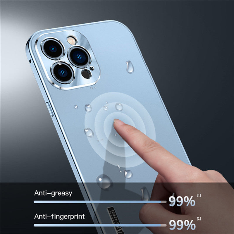 Luxus Ultra-Dünne iPhone Hülle: Metalllegierung und Glas, Sichtschutz, Doppelseitiger 360° Vollschutz | MagSafe-kompatibel Magnetischer Adsorption, Stoßfest, Kameraschutz Case, Schutzhülle Apple iPhone 16/16e, 15, 14, 13, 12 Pro Max, Pro, Plus, Mini Cover