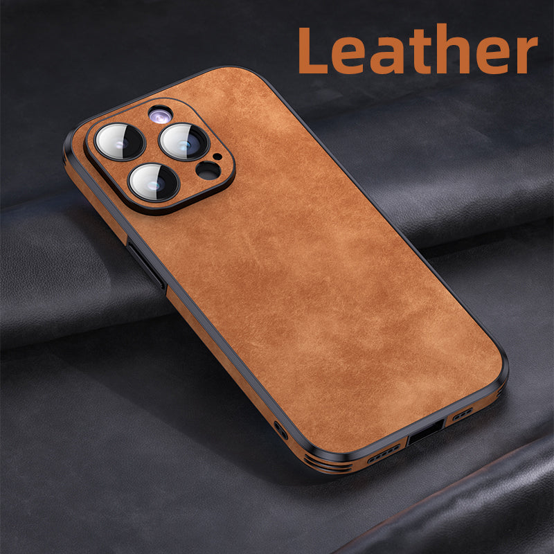 Hochwertige Leder-iPhone-Hülle mit stoßfester Kameraschutzabdeckung Tasche | MagSafe Case für Apple iPhone 16/15/14/13/12 Pro Max Plus Mini | Panzer-Cover Handyhülle