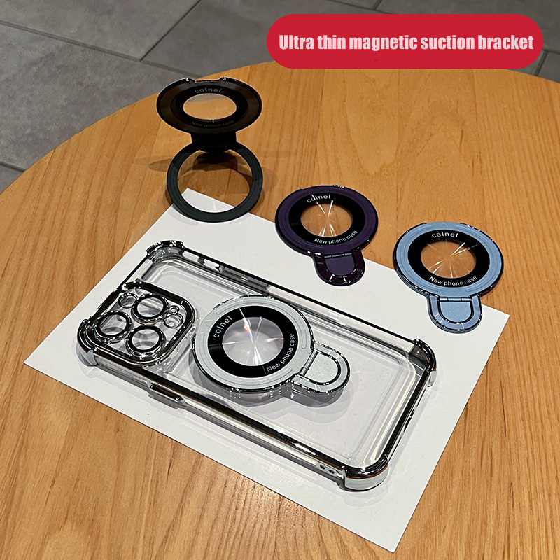 Luxus Ultra-Dünne Matte iPhone-Hülle mit Ringhalterung, Ständer und Kameralinsenschutzabdeckung | MagSafe Case mit magnetischem, kabellosem Schnellladen für Apple iPhone 16/15/14/13/12 Pro Max Plus Mini | Harte PC-Panzertasche, stoßfeste Handyhülle