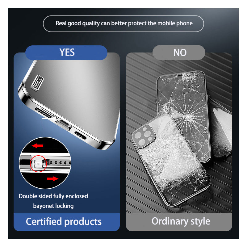 Luxus Ultra-Dünne iPhone Hülle: Metalllegierung und Glas, Sichtschutz, Doppelseitiger 360° Vollschutz | MagSafe-kompatibel Magnetischer Adsorption, Stoßfest, Kameraschutz Case, Schutzhülle Apple iPhone 16/16e, 15, 14, 13, 12 Pro Max, Pro, Plus, Mini Cover