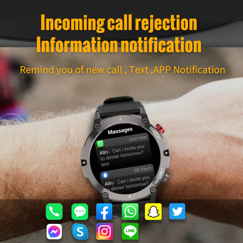 Premium Outdoor-Smartwatch mit GPS, Kompass, NFC-Zugang, IP68 Wasserdicht, Fitness- & Gesundheits-Tracker, 400mAh Akku, Herzfrequenzmesser – Robuste Full-Touch Uhr für Damen & Herren, Unisex-Design, ideal für Wandern, Sport & Alltag