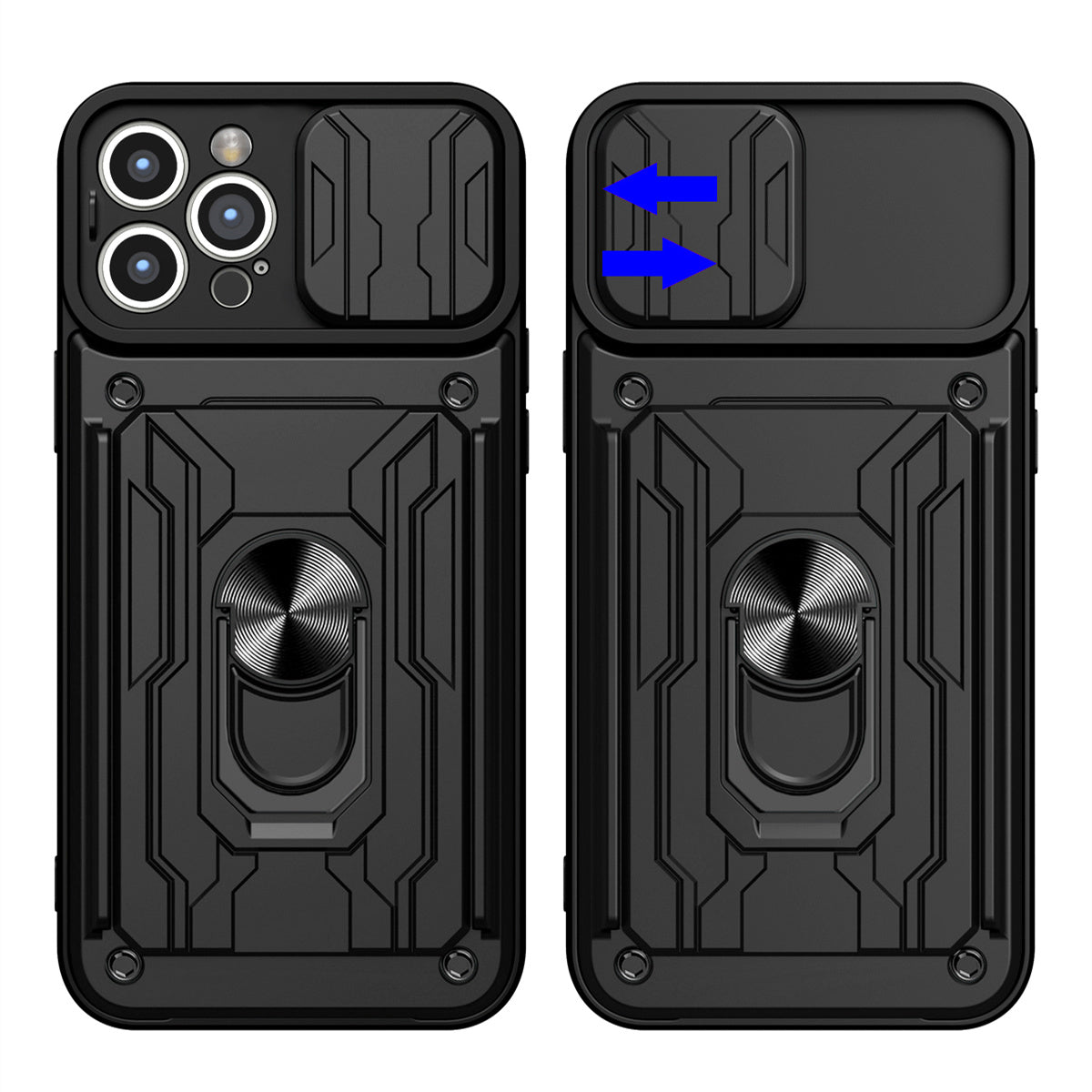 Hochwertiges Flüssige Silikon-Kartenhalterung Ring Magnetständer iPhone Hülle | MagSafe Case mit Rundumschutz und Kameralinsenschutzabdeckung für Apple iPhone 16/15/14/13/12 Pro Max Plus Mini Cover | Panzertasche Handyhülle | Premium Wallet Schutzhülle