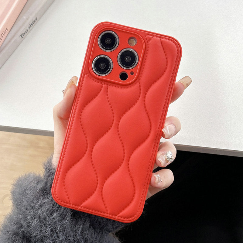 Hochwertige Leder Luxus iPhone Hülle mit 3D gewellter Textur | MagSafe-kompatible Schutzhülle mit Rundumschutz und Kameralinsenschutz Case für Apple iPhone 16/16e, 15, 14, 13, 12 Pro Max, Pro, Plus & Mini | Cover, Panzertasche und Stoßstangenabdeckung