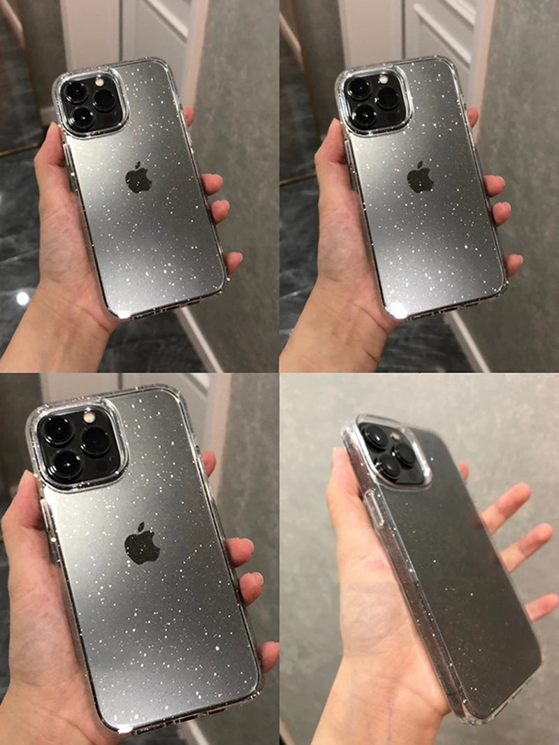 Luxus Bling Glitzer Transparente Stoßfeste Hülle für Apple iPhone 16/15/14/13/12 Pro Max Plus Mini | Stilvoll & Schützend