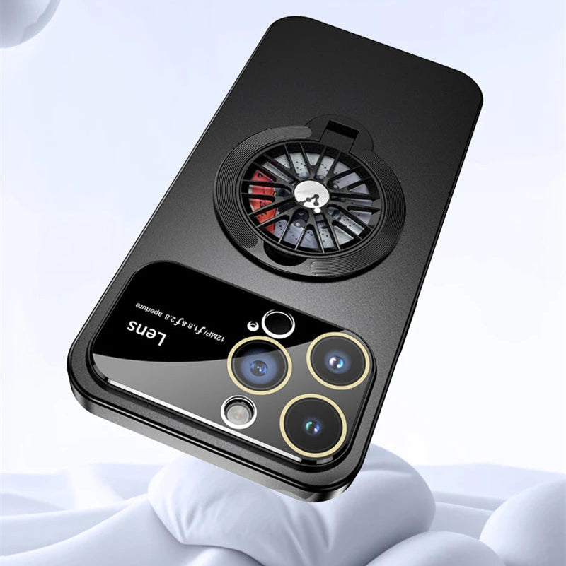 Premium iPhone Hülle mit 360 Grad Rotierender Gyro-Standfunktion und Faltbarem Halter | MagSafe Case mit Rundumschutz und Kameralinsenschutz für iPhone 16/15/14/13/12 Pro Max, Plus, Mini Cover | Panzertasche und Stoßsgenabdeckung | Hochwertige Schutzhülle