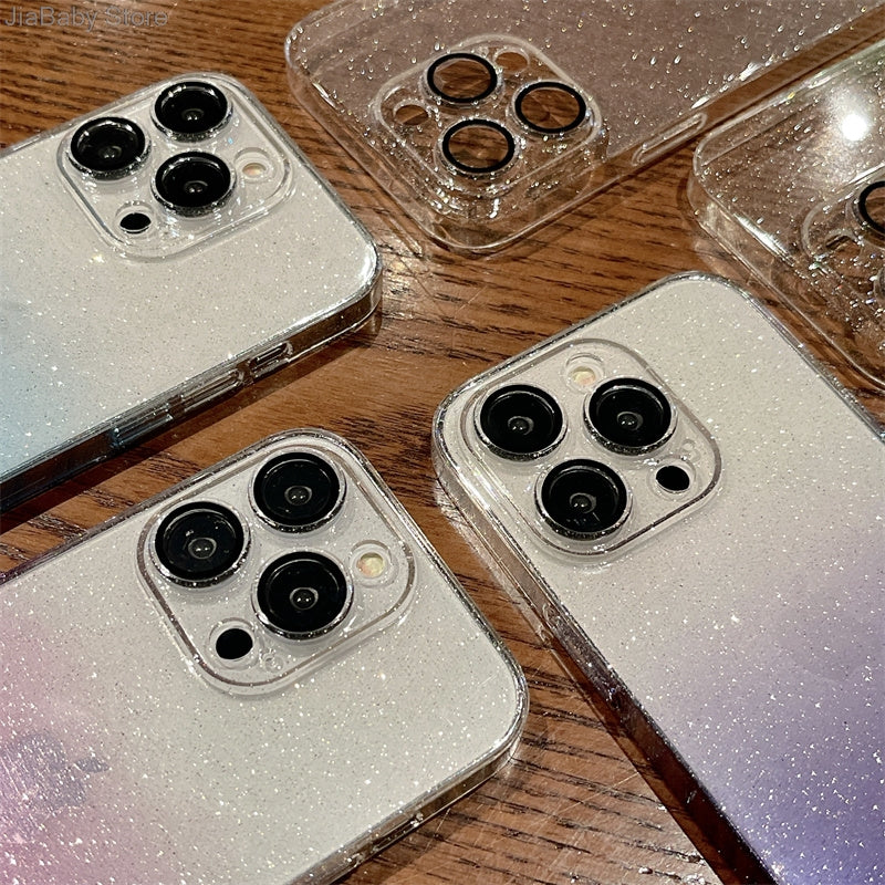 Luxus Bling Glitzer Transparente Stoßfeste Hülle für Apple iPhone 16/15/14/13/12 Pro Max Plus Mini | Stilvoll & Schützend