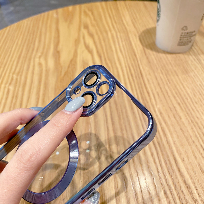 Luxus Apple iPhone Hülle | MagSafe kompatibel, Kameraobjektiv-Schutz, Displayschutz | Ultra Dünn, Stoßfest, Magnetisch, Rundum-Schutz Cover – Kristallklares Glas, Veredelte Kanten, Silikon-Design, Langlebig & Elegant