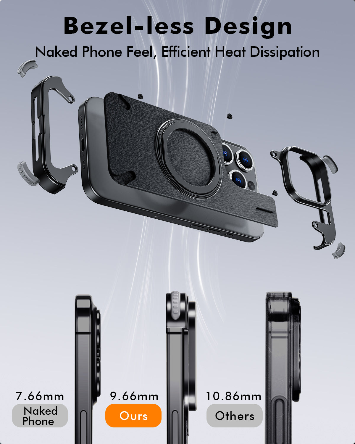 Premium Ultradünne Magnetische Randlose Matte Metall-Aluminiumständer iPhone-Hülle | MagSafe-Case Rundumschutz, Kameralinsenschutz für Apple iPhone 16/15/14/13/12 Pro Max, Pro, Plus, e, Mini Cover | Stoßfeste Panzertasche, Stoßstangenabdeckung Schutzhülle