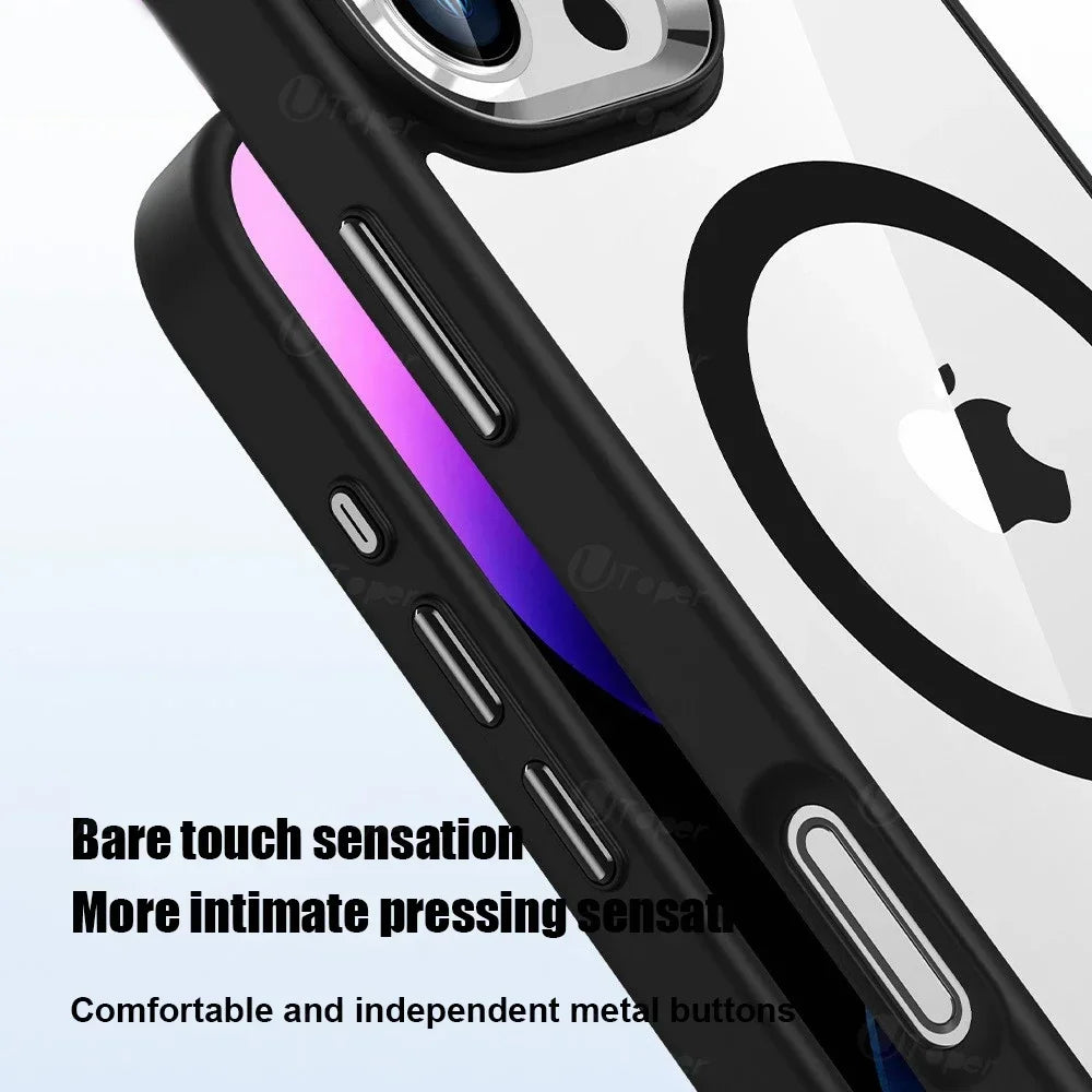 Premium iPhone Hülle Klar HD | Magnetische MagSafe & Kabelloses Laden | Stoßfeste Transparente Hybrid Rüstung mit Kameraobjektiv-Schutz für Apple iPhone 16/16e, 15, 14, 13, 12 Pro Max, Pro, Plus & Mini