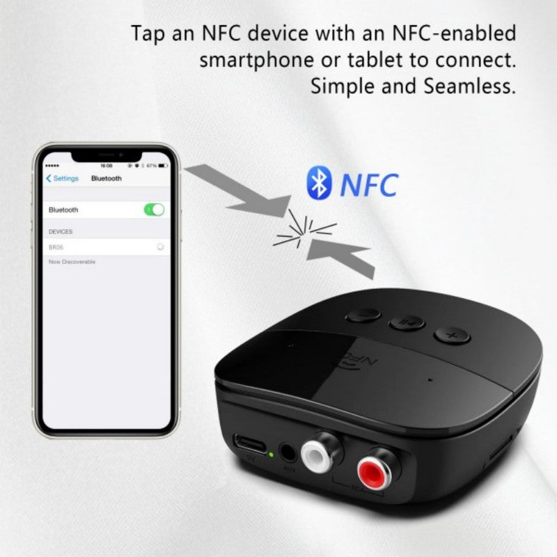 Premium Bluetooth 5.2 Audioempfänger: RCA, 3,5mm AUX, USB, NFC, Drahtlos-Adapter mit Mikrofon | U-Disk, TF-Karte für Smartphone, Laptop, Tablet, PC, Apple iPhone, iPad, MacBook, iOS, Android, Samsung, Lautsprecher, Verstärker