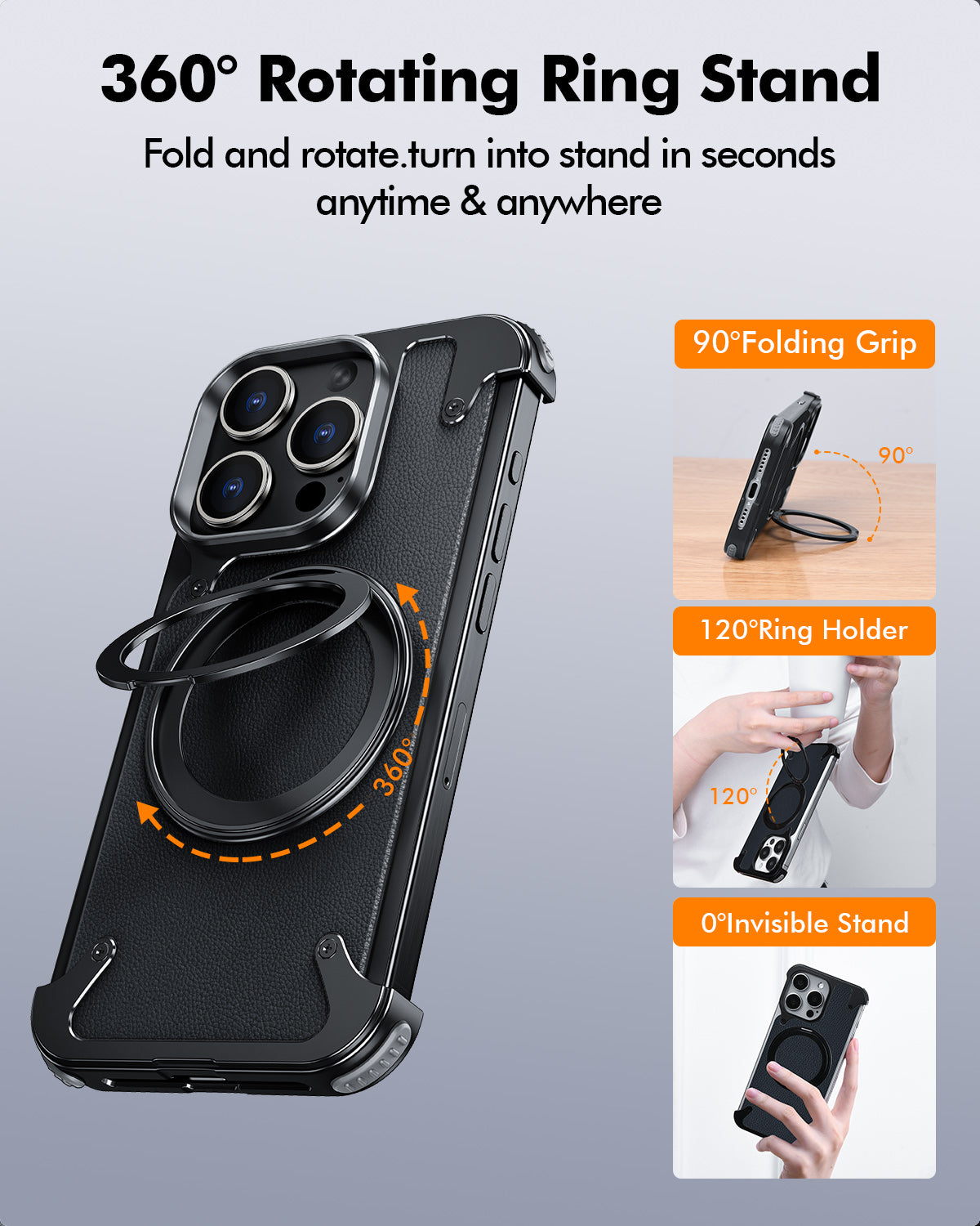 Premium Ultradünne Magnetische Randlose Matte Metall-Aluminiumständer iPhone-Hülle | MagSafe-Case Rundumschutz, Kameralinsenschutz für Apple iPhone 16/15/14/13/12 Pro Max, Pro, Plus, e, Mini Cover | Stoßfeste Panzertasche, Stoßstangenabdeckung Schutzhülle