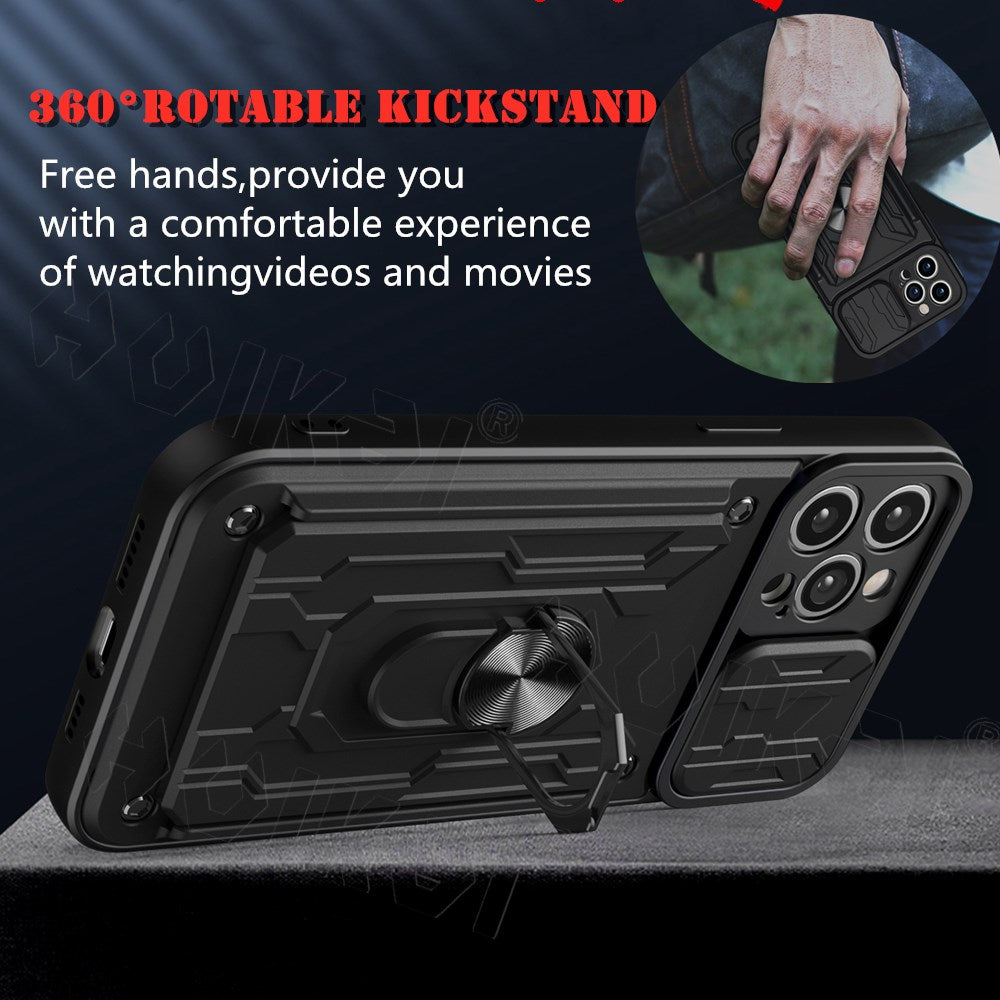 Hochwertiges Flüssige Silikon-Kartenhalterung Ring Magnetständer iPhone Hülle | MagSafe Case mit Rundumschutz und Kameralinsenschutzabdeckung für Apple iPhone 16/15/14/13/12 Pro Max Plus Mini Cover | Panzertasche Handyhülle | Premium Wallet Schutzhülle