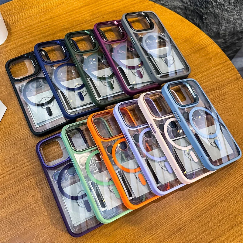 Premium iPhone Hülle Klar HD | Magnetische MagSafe & Kabelloses Laden | Stoßfeste Transparente Hybrid Rüstung mit Kameraobjektiv-Schutz für Apple iPhone 16/16e, 15, 14, 13, 12 Pro Max, Pro, Plus & Mini