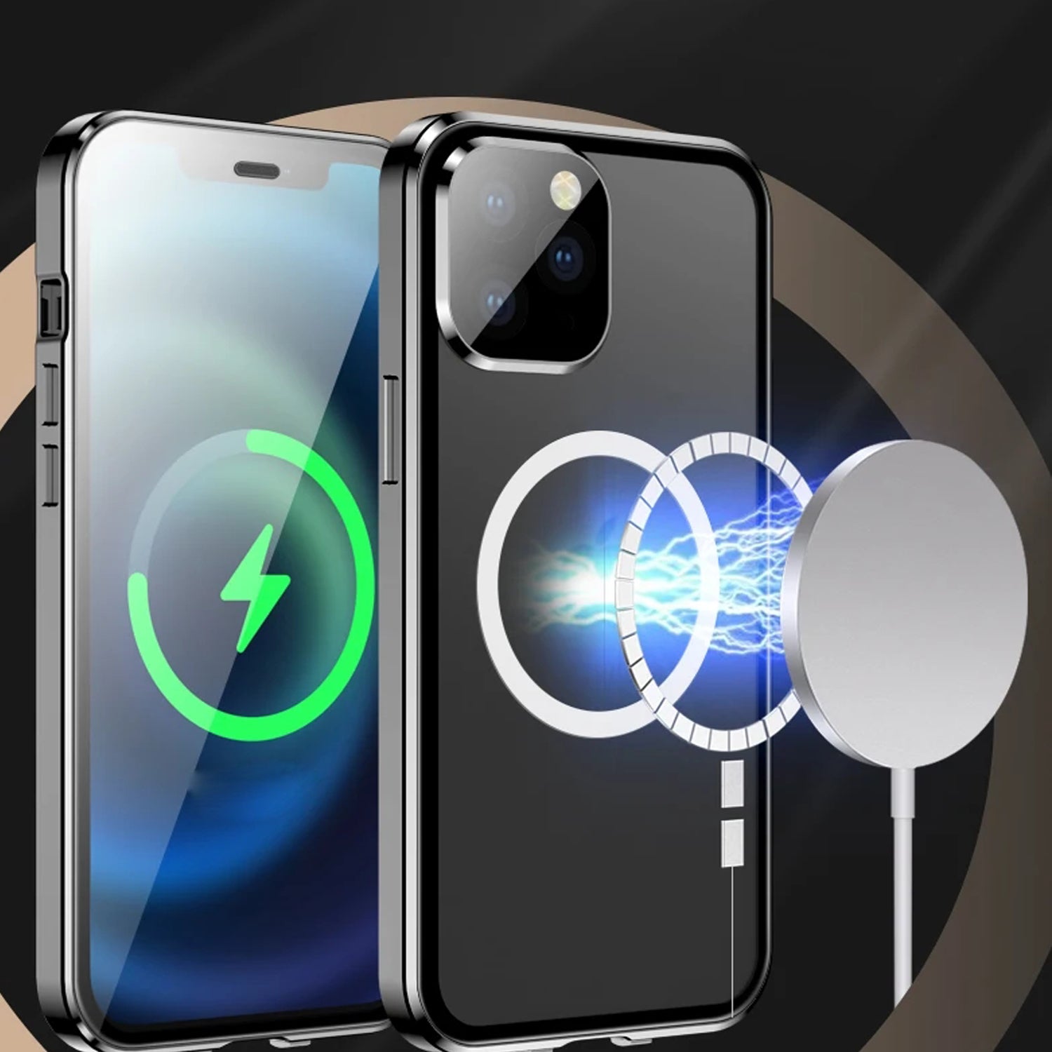 Hochwertige iPhone Hülle mit 360° Vollversiegeltem Schutz aus Glas und Metall | MagSafe-kompatible Schutzhülle mit Rundumschutz, Kameralinsenschutz für Apple iPhone 16/16e, 15, 14, 13, 12 Pro Max, Pro, Plus, Mini Cover | Panzertasche Stoßstangenabdeckung