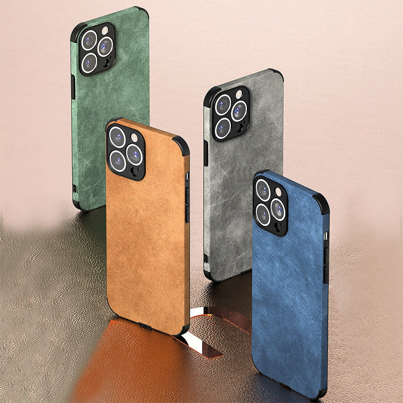 Hochwertige Leder-iPhone-Hülle mit stoßfester Kameraschutzabdeckung Tasche | MagSafe Case für Apple iPhone 16/15/14/13/12 Pro Max Plus Mini | Panzer-Cover Handyhülle