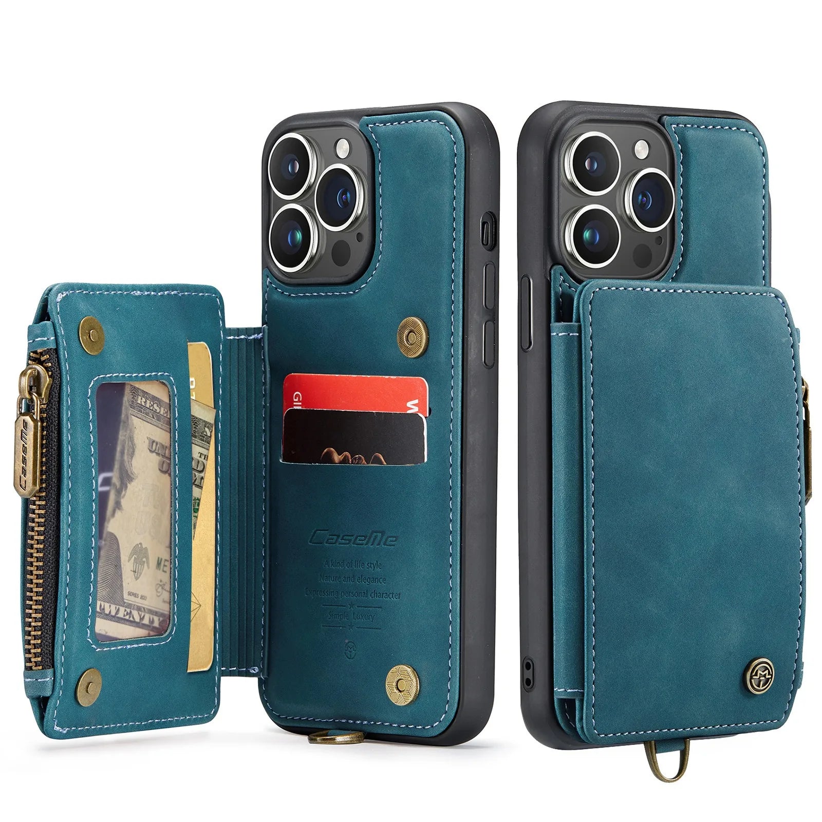 Hochwertige Leder-Brieftasche mit Kartenfach, Portmonee und Ständer iPhone-Hülle | MagSafe Case, Rundumschutz, Kameralinsenschutzabdeckung für Apple iPhone 16/15/14/13/12 Pro Max Plus Mini Cover | Panzertasche Handyhülle | Wallet & Geldbörse Schutzhülle