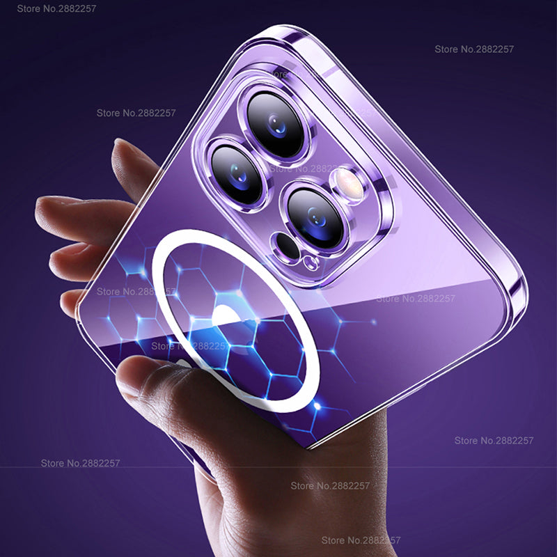 Luxus Ultra-Dünne iPhone Hülle mit MagSafe: 360° Vollschutz aus Metall und Glas, Magnetische Adsorption | Stoßfest mit Glasobjektiv-Kameraschutz, Panzer-Schutzhülle | Stilvolle Handyhülle Apple iPhone 16/16e, 15, 14, 13, 12 Pro Max, Pro, Plus, Mini Cover