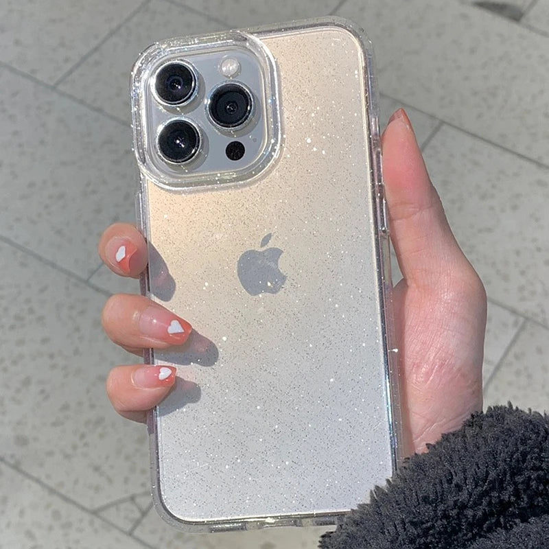 Luxus Bling Glitzer Transparente Stoßfeste Hülle für Apple iPhone 16/15/14/13/12 Pro Max Plus Mini | Stilvoll & Schützend