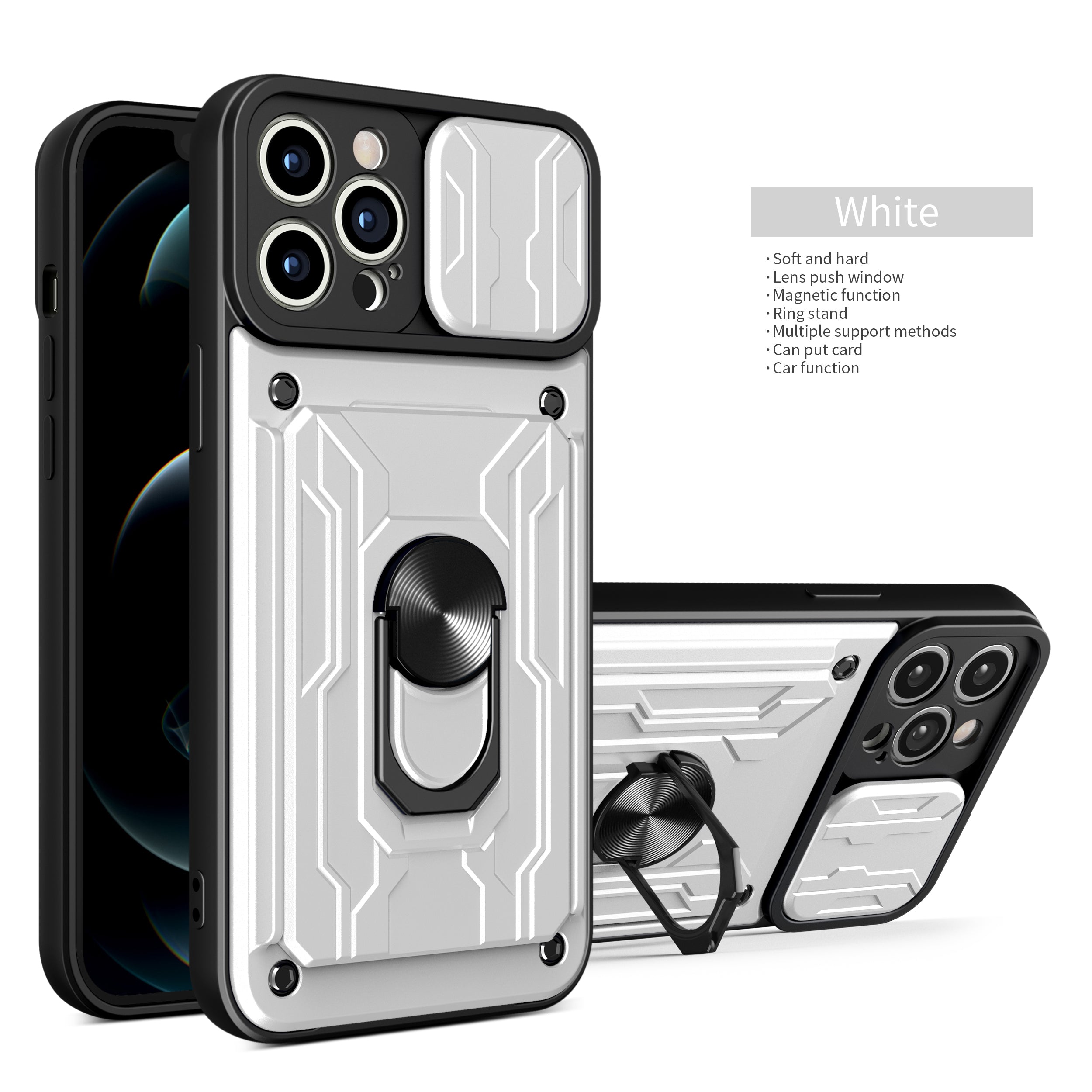Hochwertiges Flüssige Silikon-Kartenhalterung Ring Magnetständer iPhone Hülle | MagSafe Case mit Rundumschutz und Kameralinsenschutzabdeckung für Apple iPhone 16/15/14/13/12 Pro Max Plus Mini Cover | Panzertasche Handyhülle | Premium Wallet Schutzhülle