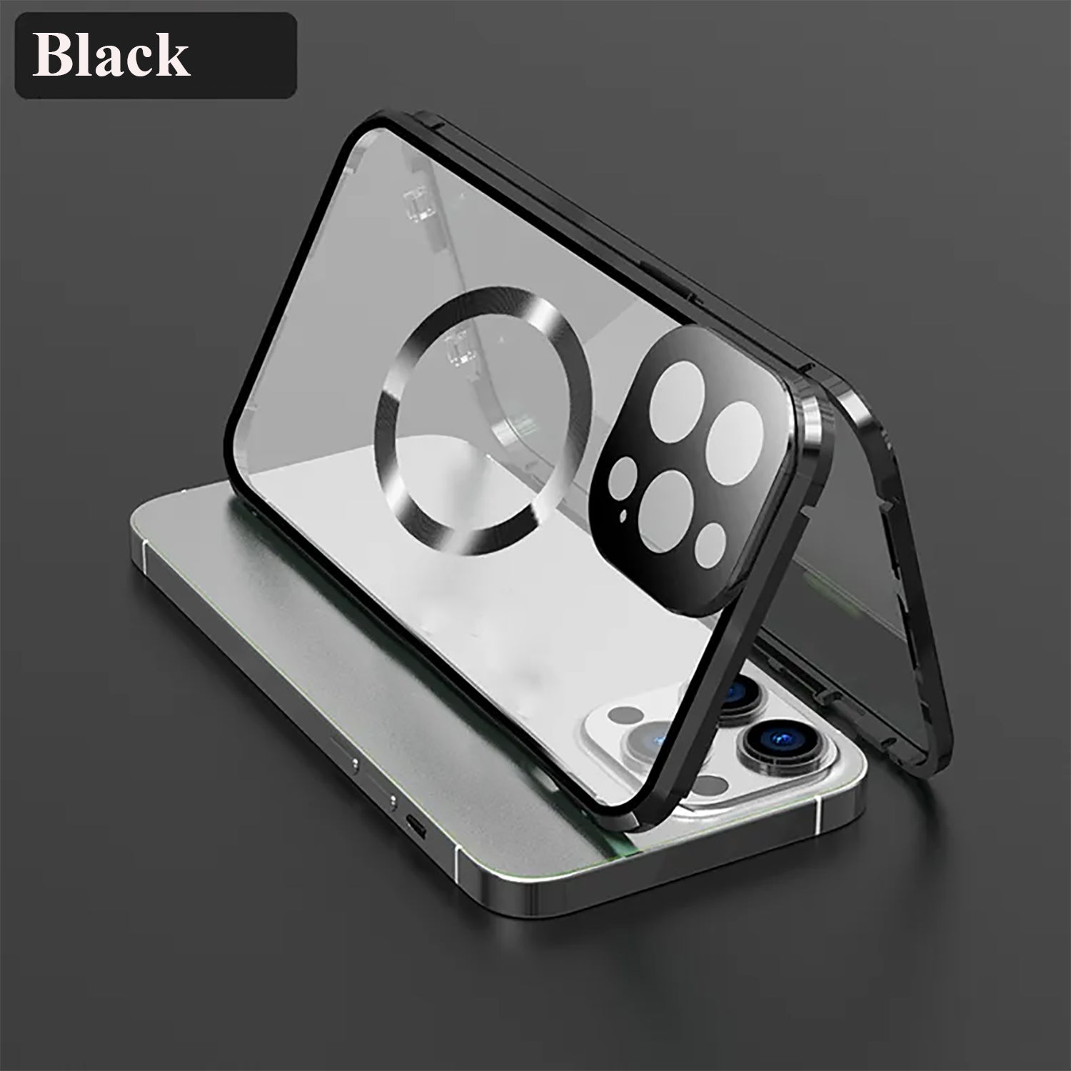 Hochwertige iPhone Hülle mit 360° Vollversiegeltem Schutz aus Glas und Metall | MagSafe-kompatible Schutzhülle mit Rundumschutz, Kameralinsenschutz für Apple iPhone 16/16e, 15, 14, 13, 12 Pro Max, Pro, Plus, Mini Cover | Panzertasche Stoßstangenabdeckung