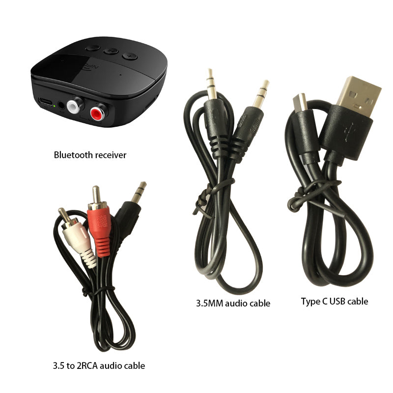 Premium Bluetooth 5.2 Audioempfänger: RCA, 3,5mm AUX, USB, NFC, Drahtlos-Adapter mit Mikrofon | U-Disk, TF-Karte für Smartphone, Laptop, Tablet, PC, Apple iPhone, iPad, MacBook, iOS, Android, Samsung, Lautsprecher, Verstärker