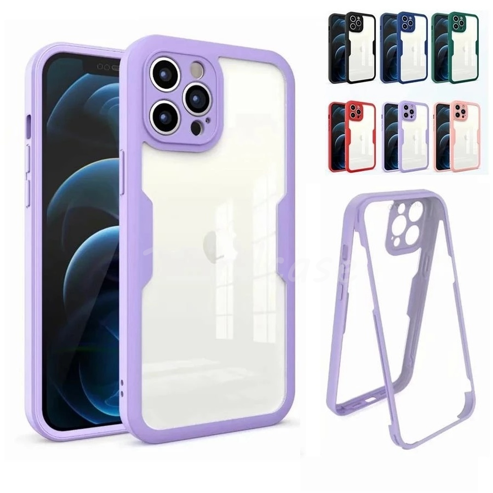 Hochwertige Transparente 360 Grad Silikon-Schutz iPhone Hülle mit MagSafe | Rundumschutz und Kameralinsenschutz für Apple iPhone 16/16e, 15, 14, 13, 12 Pro Max, Pro, Plus & Mini Cover | Panzertasche und Stoßstangenabdeckung | Hochwertige Handyhülle