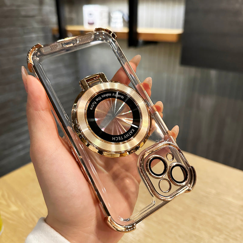Luxus Ultra-Dünne Matte iPhone-Hülle mit Ringhalterung, Ständer und Kameralinsenschutzabdeckung | MagSafe Case mit magnetischem, kabellosem Schnellladen für Apple iPhone 16/15/14/13/12 Pro Max Plus Mini | Harte PC-Panzertasche, stoßfeste Handyhülle