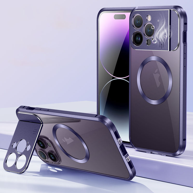 Premium iPhone Hülle mit MagSafe: Rundumschutz, Metallständer, magnetischer Kameraschutz | Aromatherapie, Unsichtbarer Objektivhalter | Case für Apple iPhone 16/16e, 15, 14, 13, 12 Pro Max, Pro, Plus, Mini | Stoßfest, Panzertasche, Stoßstangenabdeckung